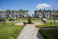 Посадки цветов и газона на территории квартала